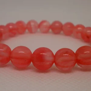 A watermelon quartz bracelet.