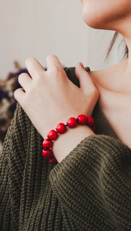 Lady wearing a crystal bracelet